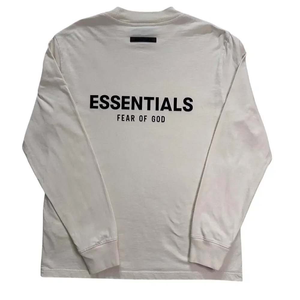 Fear of God Esssentials Long Sleeve T- Shirt Cream XXS Minimal  Logo Back Unisex